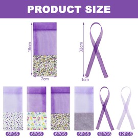 Lvjkes Pack of 24 Lavender Bags Empty Bags Purple Drawstring Gauze Cotton for Lavender, Spices and Herbs (C)