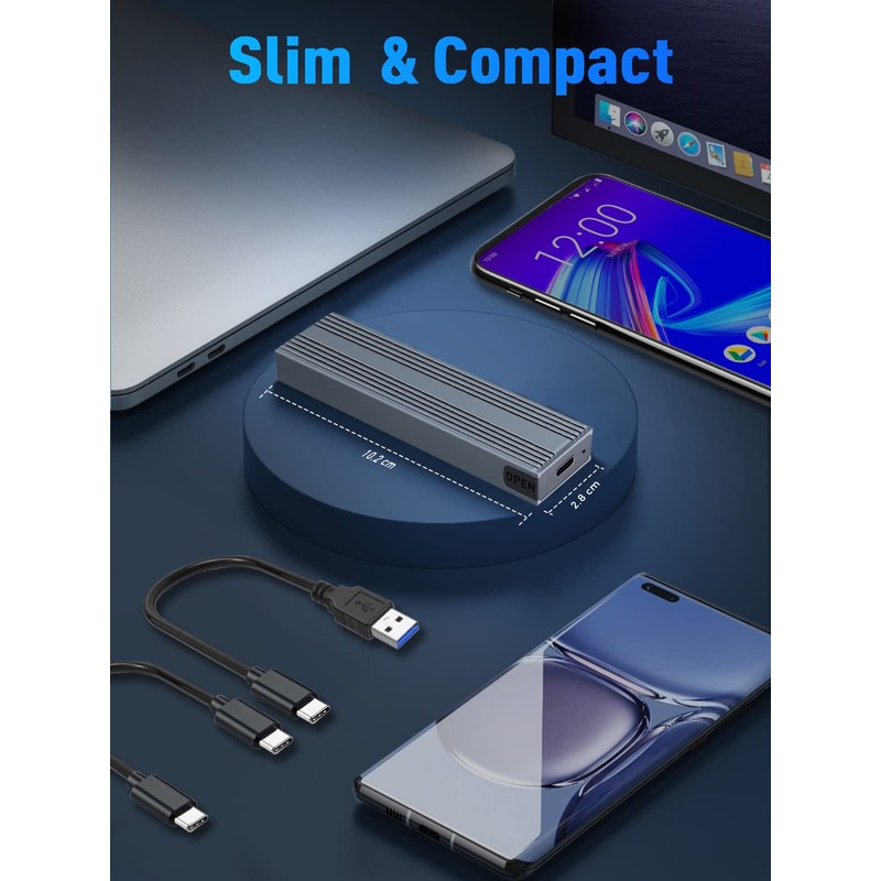 VCOM M.2 SSD External Case, NVME/SATA Compatible, 10Gbps, 6Gbps, SATA