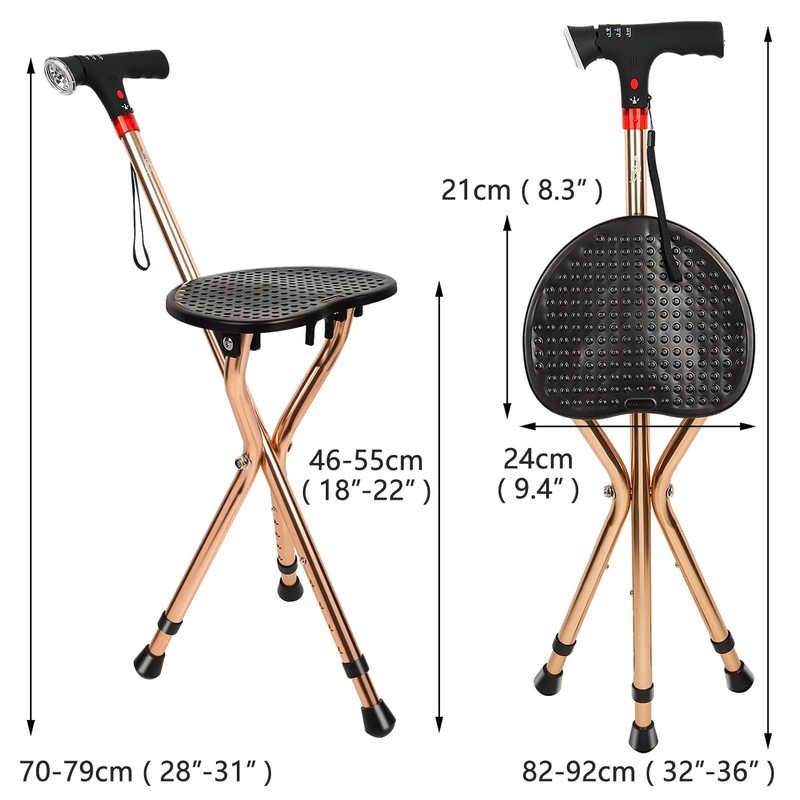 LINGTHIN Cane with Seat for Men 220 lbs Capacity, Height