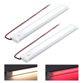 acegoo 12 V LED Under-Unit Light, 470 lm, Motorhome, Dimmable, 4.5 W, Integrated Dimmer Switch & Red Light, Cabin for Boat, Yacht, Caravan, Camper, Interior Lighting, 305 mm, 2 Pieces (3000 K)