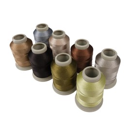 Mixed Color Embroidery Thread 8-Pack | 9256 | 8024 | 9067 | 9858 | 8143 | 111 | 8162 | 9933 | 15 Gr Polyester Embroidery Machine Thread (8, Brown)