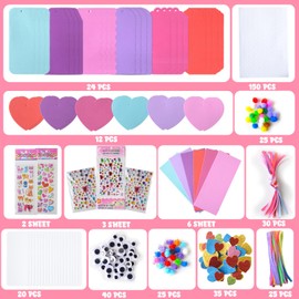 36 Sets Valentines Day Crafts for Kids, DIY Foam Bookmarks Valentine Cards Craft Kit for Kids, Valentines Craft Hanging Ornament, Valentines Activities for School Class Home Decorations