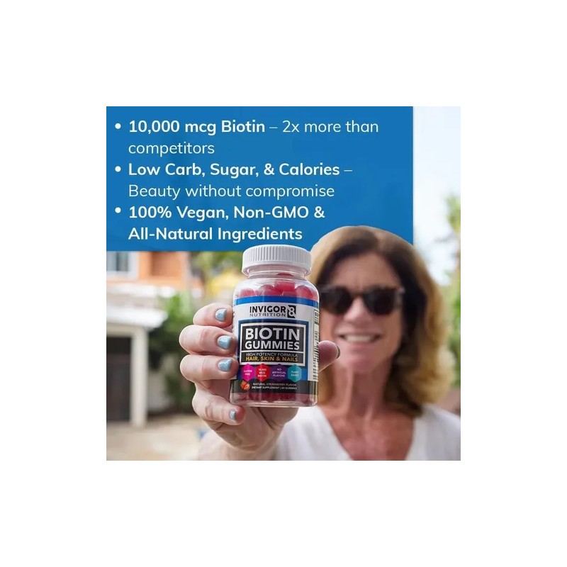 Invigor8 Gomitas Biotina 10000mcg Para Cabello Y Piel