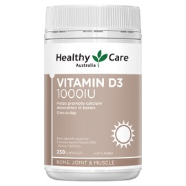 Healthy Care Vitamin D3 Capsule 1000IU - Promotes Bone Health & Calcium Absorption - Premium Quality Dietary Supplement - 250 Capsules