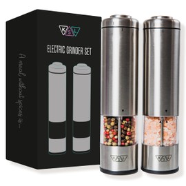 KSL Electric Salt and Pepper Grinder Set - Christmas Gift - Adjustable Motorized Electrical Powered Auto Shakers Holiday kit - Automatic Power Mill - Automated Battery Operated Electronic Crusher