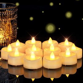 5plots Flameless Candles, 24Pcs Tea Lights Candles Battery Operated, Flameless Tealight Candles No Flickering, Electric Tea Lights Votive Candles - Ivory - 1.5" x 1.25"