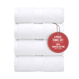 Cotoniche Hand Towels 4 Pack - Soft & Absorbant, Large (16"x 28") Cute, Soft, 100% Cotton - Versatile, Perfect as Bathroom and Face Towel, Gym, Hotel Towels - White