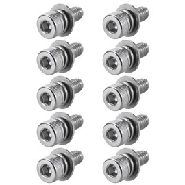 sourcing map M4 x 10mm Stainless Steel Hex Socket Head Cap Screws Bolts Combine with Spring Washer and Plain Washers 10pcs