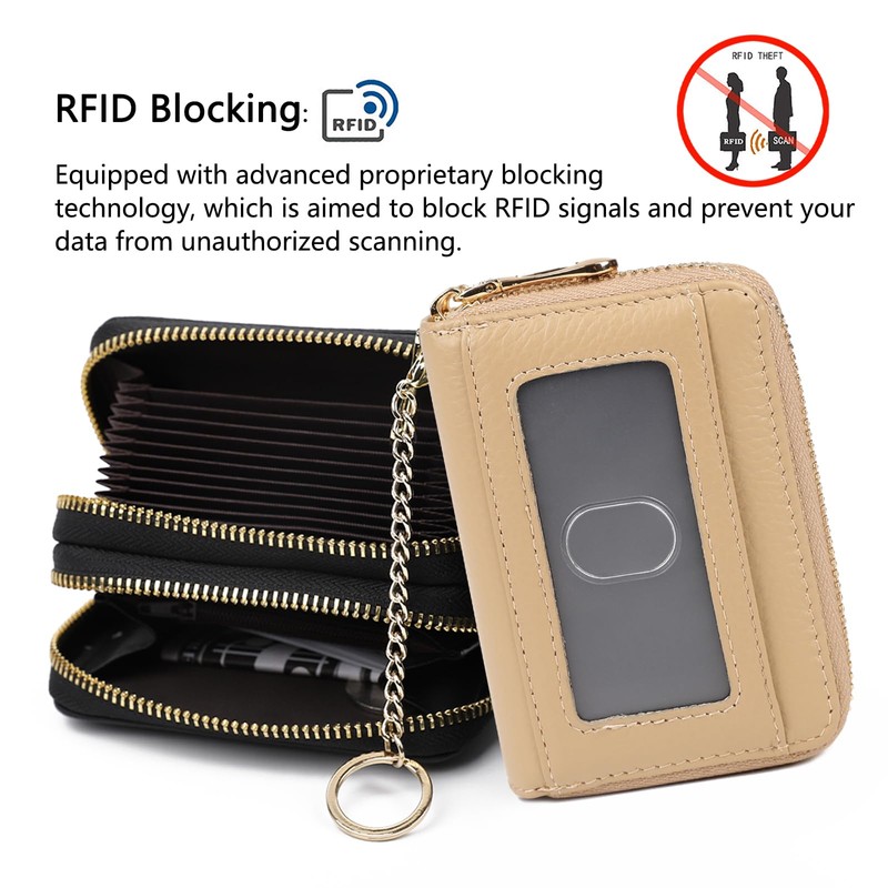 imeetu RFID Credit Card Holder, Small Leather Zipper Card Case