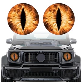 Tecledsn 2PCS Beast Eyes Decals, 3D Stereo Eyes Headlight Decal Stickers, Round Headlight Decal, Car Accessories Round Headlight Decal for Truck Car Body Window Bumper Decoration (Gold)