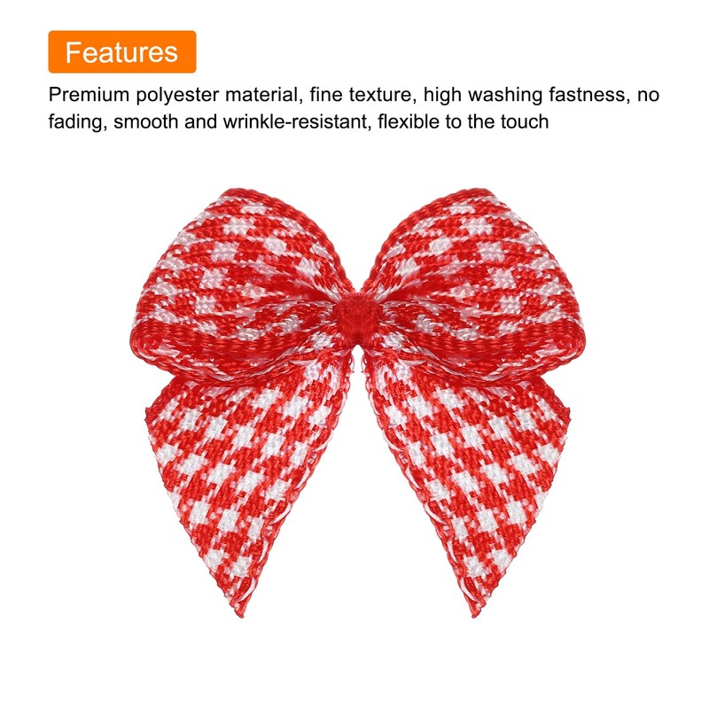 sourcing map 50Pcs Mini Gingham Ribbon Bow 1" Checkered Fabric