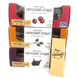 Raincoast Crisps Crackers Crisp Snack Cracker Variety Bundle by Lesley Stowe - Cranberry Crisps & Hazelnut, Salty Date & Almond, Fig & Olive And Kokobunch Kit | 3 Pack - 5.3 oz