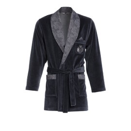 Revise RE-111 Short Dressing Gown - Smoking Jacket - with embroidered pocket Graphite C2 – S