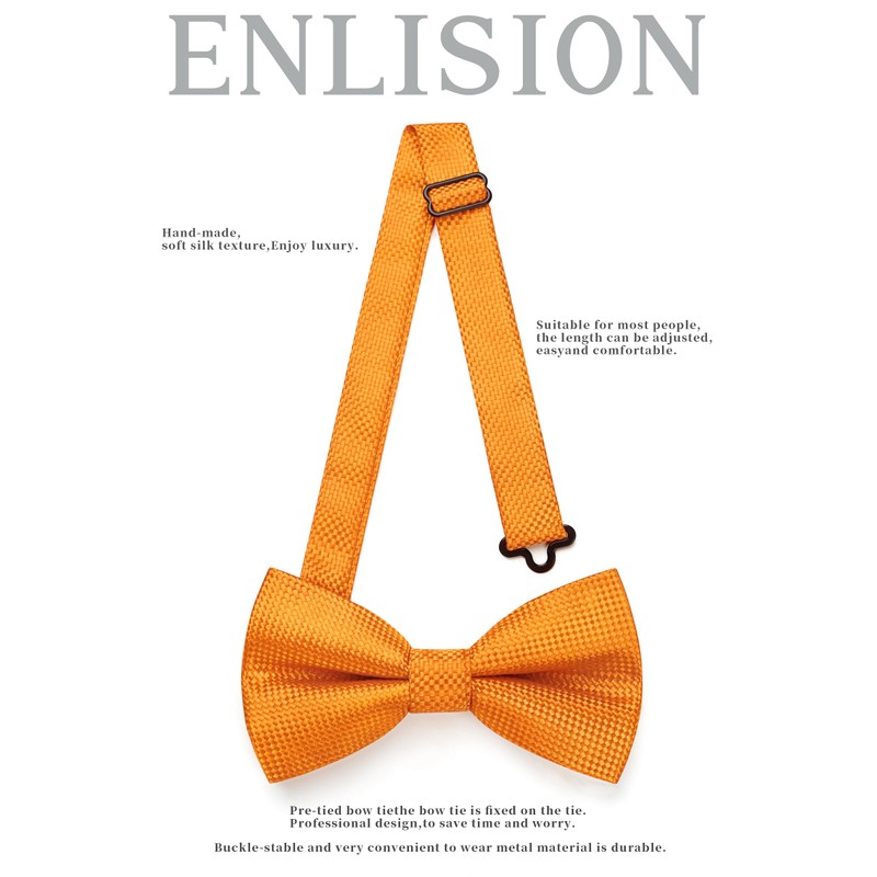 Enlision Bow Tie for Men Plain Bow Tie with Pocket