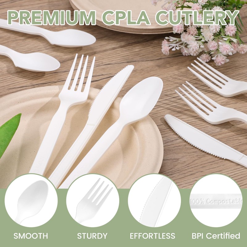 Phyyixs 360 Count Compostable Cutlery Set - 150 Forks, 150