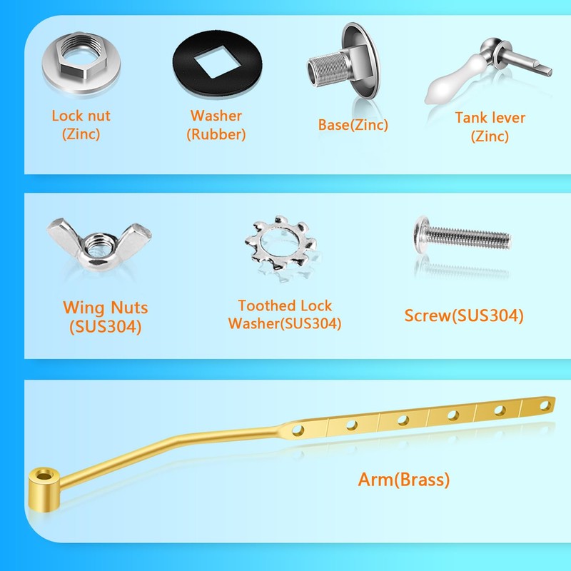 Boltigen Toilet Handle Replacement Kit, Front Mount Flush Handle for