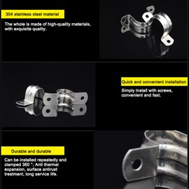 90mm Pipe Strap Clamps, 10 Pcs 304 Stainless Steel Pipe Holder Brackets, Saddle U Shaped Tube Clips for Ducting Plumber Water Pipe