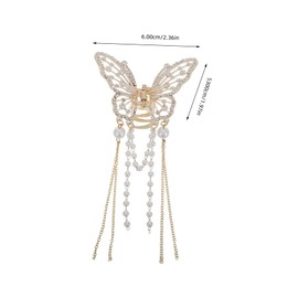 IWOWHERO Butterfly Clip Tassels for Women Elegant Metal Hairpin with Crystal Rhinestone Tassel