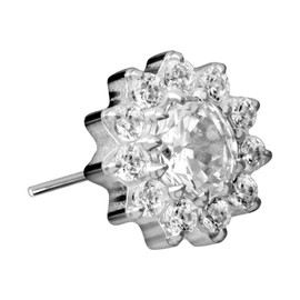 PIERCINGLINE Titanium Attachment with Push Pin Crystal Flower without Labret Stud Piercing Ear Nose Choice of Colours, Titanium
