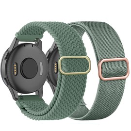 TUCOMO Stretchy Nylon Bracelet Compatible with 20 mm Garmin Venu Sq/Venu Sq 2/Venu 2 Plus/Venu, Braided Loop Elastic Replacement Strap for Garmin Vivoactive 5 / Vivoactive 3 Men Women, Nylon, No
