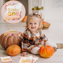 Little Pumpkin Baby Shower Decorations-40pcs Little Pumpkin is Turning One Napkin,Disposable Paper Pumpkin Fall Gender Neutral Baby Shower Napkins for Boy Girl Baby Shower Pumpkin Party Supplies