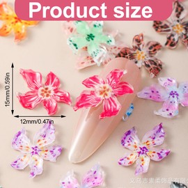 KEMUZ Pack of 60 Flowers Nail Art Charms 3D Hawaii Flowers Nail Crystals Hibiscus Flowers, Nail Diamonds Summer Nail Jewellery Small Flowers, Nail Charms