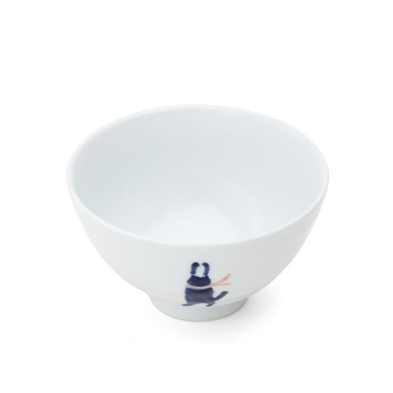World Create 15118 Indigo Flower Hasamiyaki Rice Bowl, Red