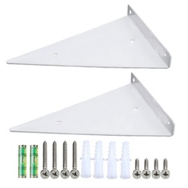 2Pcs Triangle Shelf Brackets, Iron Heavy Duty Wall Mounted Hidden Floating Table Support for Hanging DIY Open Shelving (White, 170mm*230mm)