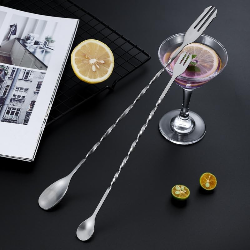 Cocktail Mixing Spoon, Cocktail Mixing Spoon, Long Handle, Stainless Steel,