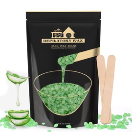 Lifestance Lifestance 450g Wachsperlen mit 10 Holzspatel für Enthaarung, Aloe Green Wachs Haarentfernung Wachsperlen für Brazilian Waxing Ganzkörper Intim,Gesicht, Körper, Beine und Arme
