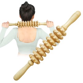 Faszienstab Holz Massageroller, Gutepa Faszienrolle Holz, Massagegerät Massage Roller Faszienstab, Faszienrolle Holz für Körper, Beine, Nacken, Rücken zum Muskelentspannung & Körperformung