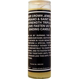 INDIO 7 Sisters of New Orleans 7 Day Glass Dressed Candle Fire of Love Binding St. Cipriano & St. Valentine Triple Strength - Yellow