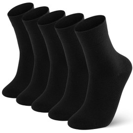 FGZ Mens Crew Socks Breathable Cotton Soft Casual Thin Socks for Men or Boys,5 Pairs(Black,10-13)