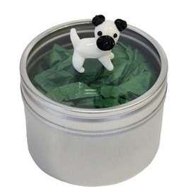 Mini Pug Puppy in a Tin - Cute Little Glass Animal - Silver Gift Tin - Miniature White Figurine for Dog Lovers - Small Decoration Ornament - Home Decor
