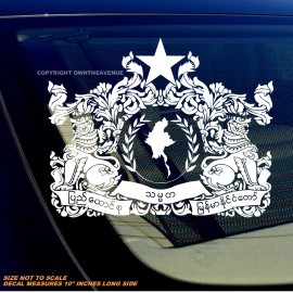 OwnTheAvenue Myanmar Coat of Arms Flag Car Truck Bumper Laptop Vinyl White Decal 10"