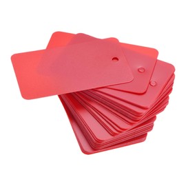 TOP-VIGOR 50Pcs Plastic Shipping Tags, 30x50x0.3mm Waterproof Hang Tags, Blank Labeling with Eyelet for Product Identification Labels Valve Marking Outdoor Tagging, Red