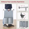 Tajsoon Laundry Sorter with Hanging Bar, 3 Section Rolling Laundry