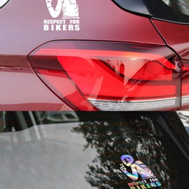 Respect for Cyclists Reflective Sticker, KIMISS 15 x 11 cm Respect for Bikers Motorcycle Sticker Car Sticker Fashion Car Decoration Sticker (Multi-Colour)