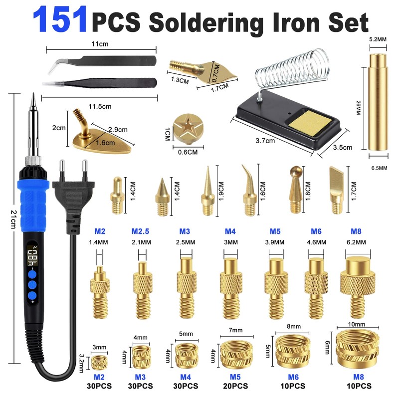 3D Printer Heat Set Tool Set, Thread Insert, Soldering Tips