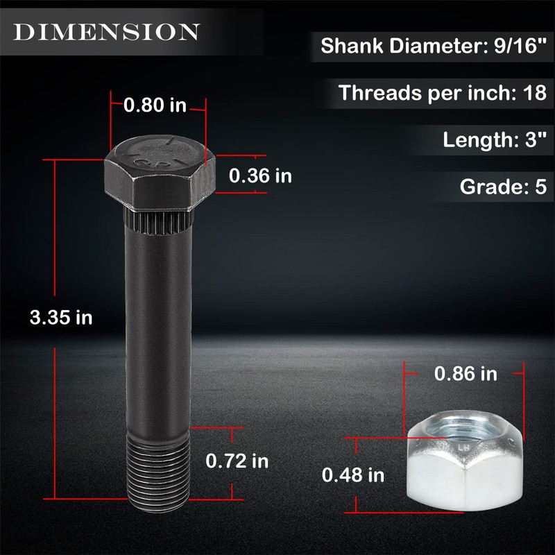 9/16" -18 x 3 Trailer Leaf Spring Shackle Bolt &
