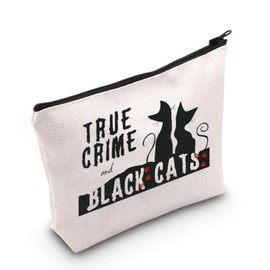 JNIAP True Gift True Crime and Black Cats Cosmetic Bag Black Cat Lover Gift (True C and Black Cats Bag)