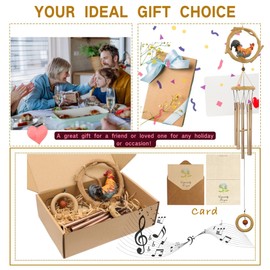 Fariita Rooster Wind Chimes for Outside 32 Inch Sympathy Gift, Hanging Decor for Backyard Patio Outdoor Decor Resin Bronze