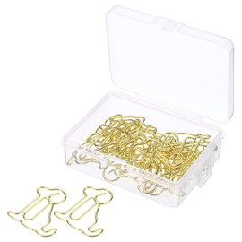 sourcing map Paper Clip Dog Animal-Shaped Cute Decorative Fun Clips Bookmarks with Box 1.1 Inch Gold Tone for Organize Office Home, Pack of 20