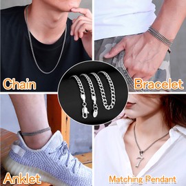 KRKC&CO Men’s 3/4 mm Stainless Steel Cuban Link Chain, 18K Gold-Plated Cuban Link Chain, Stainless Steel Curb Chain, Hip-Hop Necklace For Men & Boys, Length 45.7 - 66 cm, Stainless Steel