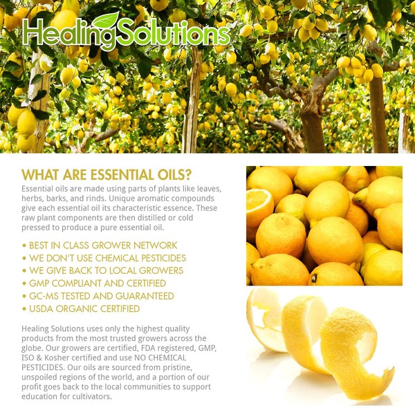 Healing Solutions 60ml Oils - Lemon Essential Oil - 2 Fluid Ounces