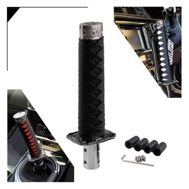 Ryanstar Katana Samurai Sword Shift Knob Universal Gear Shifter Metal Weighted with Adapters Fits Most Cars (Full Black)