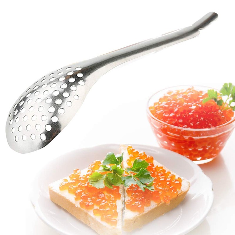 GeKLok Caviar Spoon, Egg Strainer, Spoon Filter, Stainless Steel Strainer