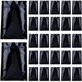 fogman Plastic Bags, Aluminum Bags, Zipper Included, Zipper Included, Divided Storage, Set of 100 (Black, 3.9 x 5.9 inches (10 x 15 cm)