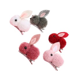 minkissy 5pcs Easter Plush Rabbit Hair Clip No Crease Small Hair Clips for Volume Barrettes Pins Accessories Party Headwear Random Color