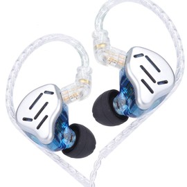 Linsoul KZ Zax 1DD+7BA Auriculares híbridos HiFi con carcasa de aleación de Zin, cable OFC desmontable de 2 pines de 0,75 mm (sin micrófono, azul)